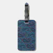 Paisley Blau Indischer Boho-Kunststoffmuster Gepäckanhänger (Rückseite vertikal)