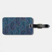 Paisley Blau Indischer Boho-Kunststoffmuster Gepäckanhänger (Rückseite horizontal)
