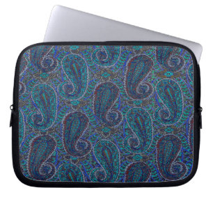 Paisley Blau Indischer Boho-Kunststoffmuster Laptopschutzhülle