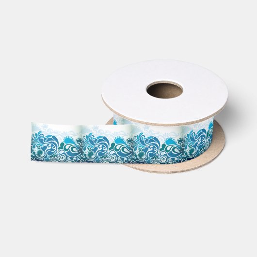 Paisley-Blau Satinband (Spule)