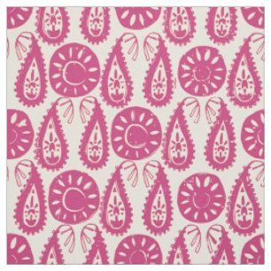 Paisley-Block rosa Elfenbein Stoff