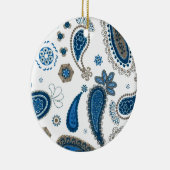 Paisley Blue Bohemisches Muster Keramik Ornament (Rechts)