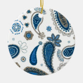 Paisley Blue Bohemisches Muster Keramik Ornament (Vorne)