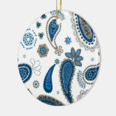 Paisley Blue Bohemisches Muster Keramik Ornament (Links)
