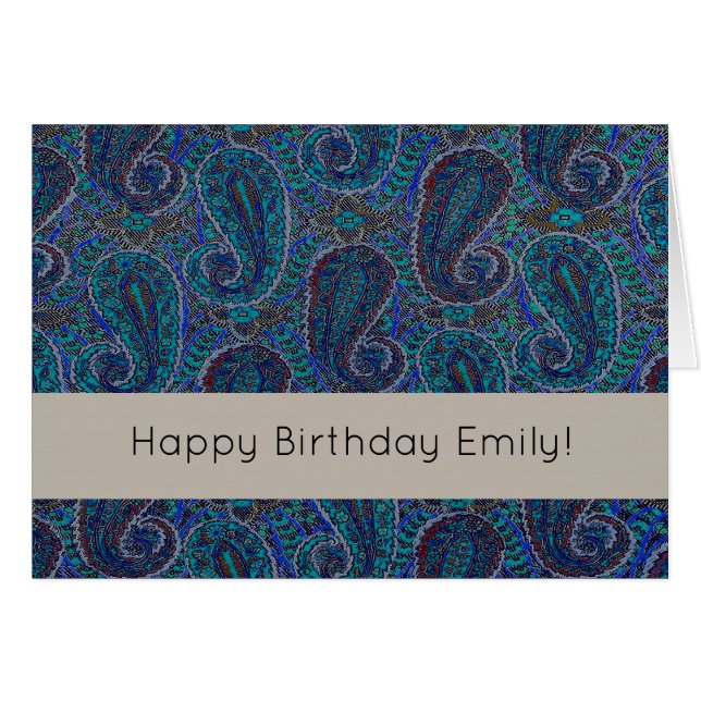 Paisley Blue Indian Boho Art Pattern (Vorderseite (Horizontal))
