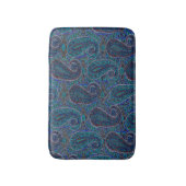 Paisley Blue Indian Boho Art Pattern Badematte (Vorderseite Vertikal)