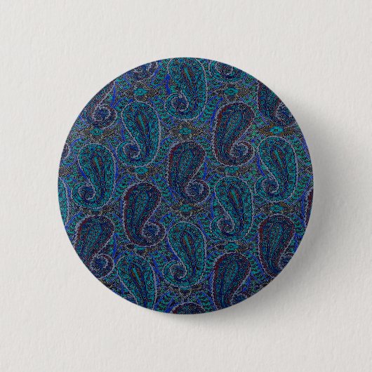 Paisley Blue Indian Boho Art Pattern Button (Vorderseite)