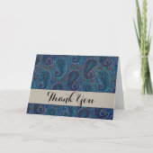 Paisley Blue Indian Boho Art Pattern Dankeskarte (Vorderseite)