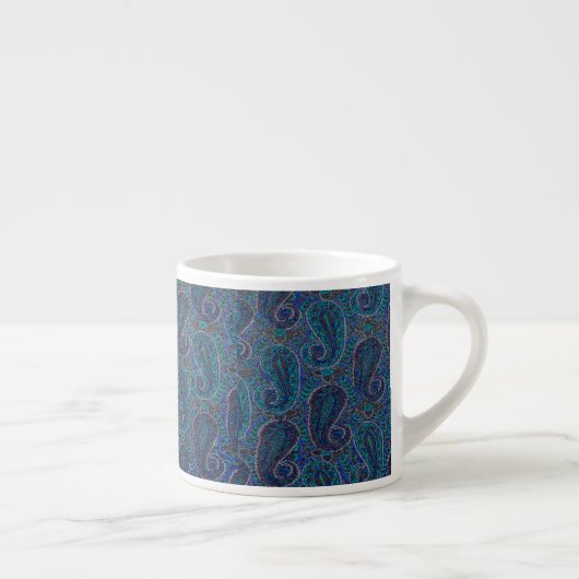 Paisley Blue Indian Boho Art Pattern Espressotasse (Rechts)