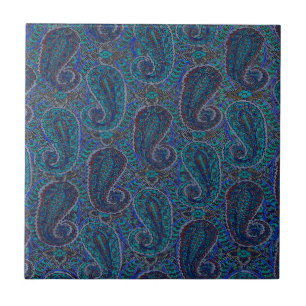 Paisley Blue Indian Boho Art Pattern Fliese