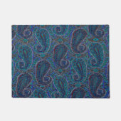 Paisley Blue Indian Boho Art Pattern Fußmatte (Vorderseite)