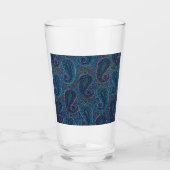 Paisley Blue Indian Boho Art Pattern Glas (Vorderseite)