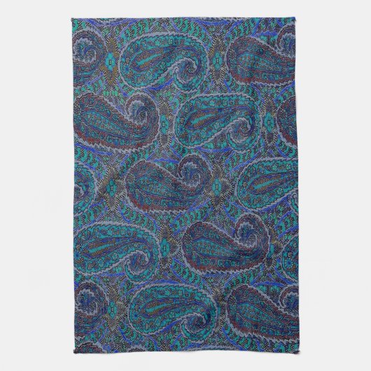 Paisley Blue Indian Boho Art Pattern Handtuch (Vertikal)