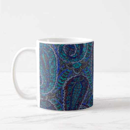Paisley Blue Indian Boho Art Pattern Kaffeetasse (Links)