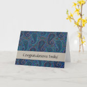 Paisley Blue Indian Boho Art Pattern Karte (Gelbe Blume)