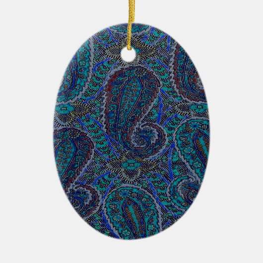 Paisley Blue Indian Boho Art Pattern Keramikornament (Vorne)