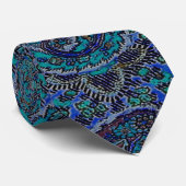 Paisley Blue Indian Boho Art Pattern Krawatte (Gerollt)
