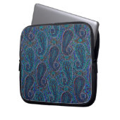 Paisley Blue Indian Boho Art Pattern Laptopschutzhülle (Vorderseite Links)