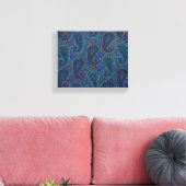 Paisley Blue Indian Boho Art Pattern Leinwanddruck (Insitu (Wohnzimmer))
