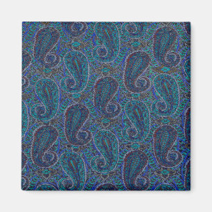 Paisley Blue Indian Boho Art Pattern Magnet