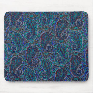 Paisley Blue Indian Boho Art Pattern Mousepad