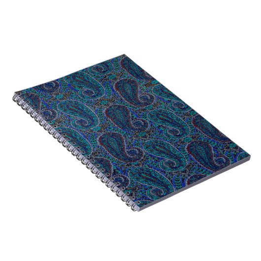 Paisley Blue Indian Boho Art Pattern Notizblock (Rechte Seite)
