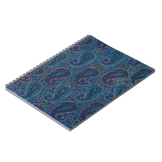 Paisley Blue Indian Boho Art Pattern Notizblock (Linke Seite)