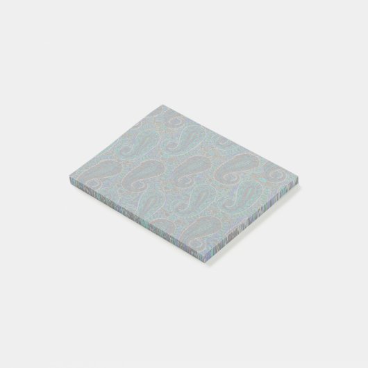 Paisley Blue Indian Boho Art Pattern Post-it Klebezettel (angewinkelt)