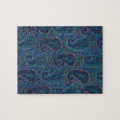 Paisley Blue Indian Boho Art Pattern Puzzle (Horizontal)