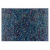 Paisley Blue Indian Boho Art Pattern Schneidebrett (Vorderseite)