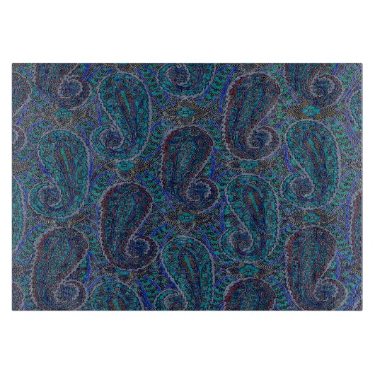 Paisley Blue Indian Boho Art Pattern Schneidebrett (Vorderseite)