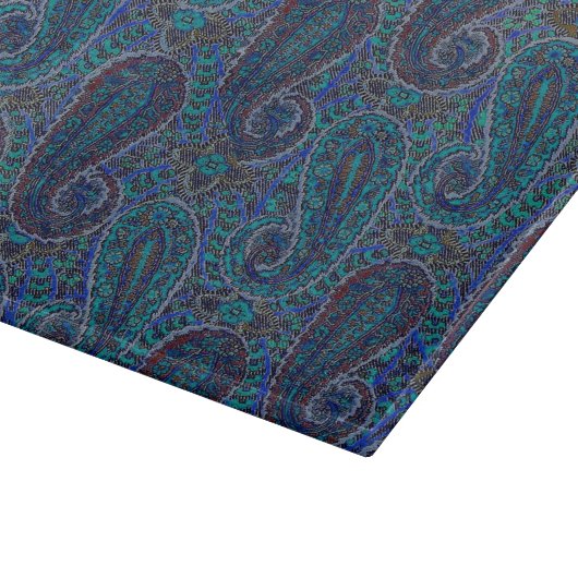 Paisley Blue Indian Boho Art Pattern Schneidebrett (Ecke)
