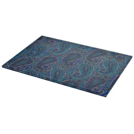 Paisley Blue Indian Boho Art Pattern Schneidebrett (Ecke)