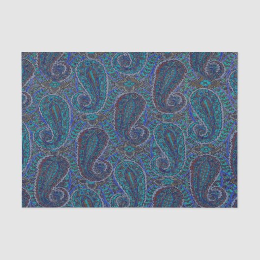 Paisley Blue Indian Boho Art Pattern Seidenpapier (Vorderseite)