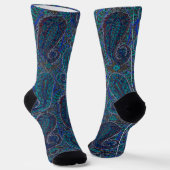 Paisley Blue Indian Boho Art Pattern Socken (Gewinkelt)
