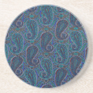 Paisley Blue Indian Boho Art Pattern Untersetzer