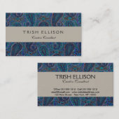 Paisley Blue Indian Boho Art Pattern Visitenkarte (Vorne/Hinten)