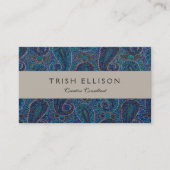 Paisley Blue Indian Boho Art Pattern Visitenkarte (Vorderseite)