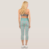 Paisley Blume Chic Pastel Green Floral Muster Capri Leggings (Rückseite)