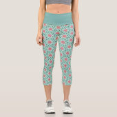Paisley Blume Chic Pastel Green Floral Muster Capri Leggings (Vorderseite)