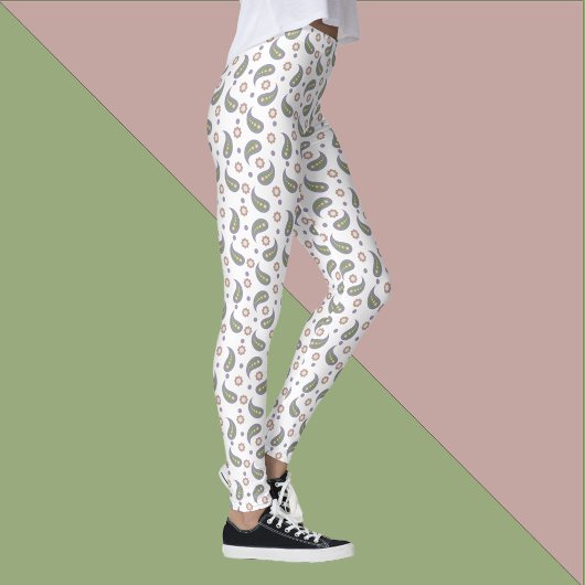 Paisley Blume Dots Green Pink Lila Leggings
