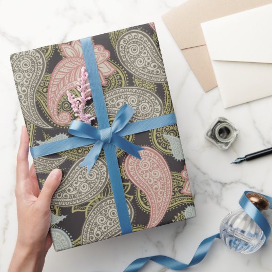 Paisley-Blumen-Boho-Muster Geschenkpapier (Schenken)