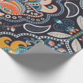 Paisley Blumen nahtlos Muster. Dunkle Kulisse Geschenkpapier (Ecke)