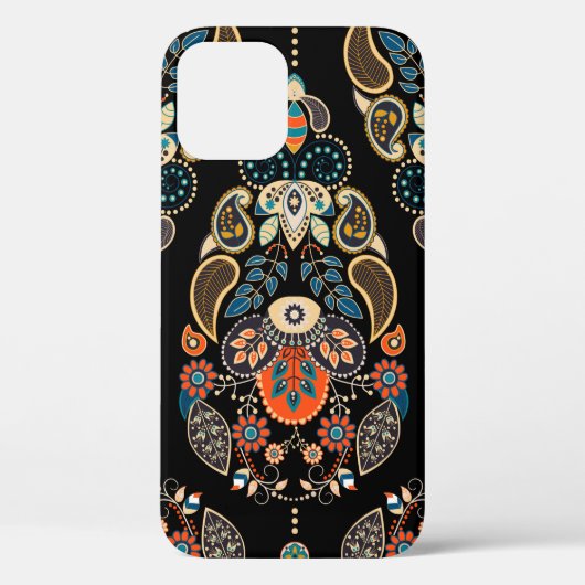Paisley Blumen nahtlos Muster. Dunkle Kulisse mit Case-Mate iPhone Hülle (Rückseite)