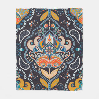 Paisley Blumen nahtlos Muster. Dunkle Kulisse mit Fleecedecke
