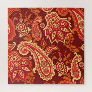 Paisley, Blumen: ornamentales nahtloses Muster Puzzle