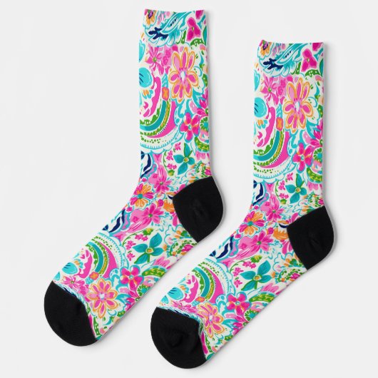 Paisley-Blumendesign Socken (Linkes Detail)