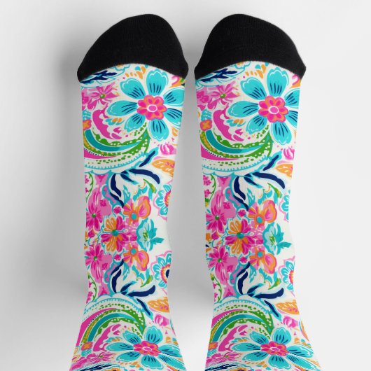 Paisley-Blumendesign Socken (Oben)