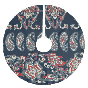 Paisley, blumengeschmückt, Damast Vintag. Polyester Weihnachtsbaumdecke