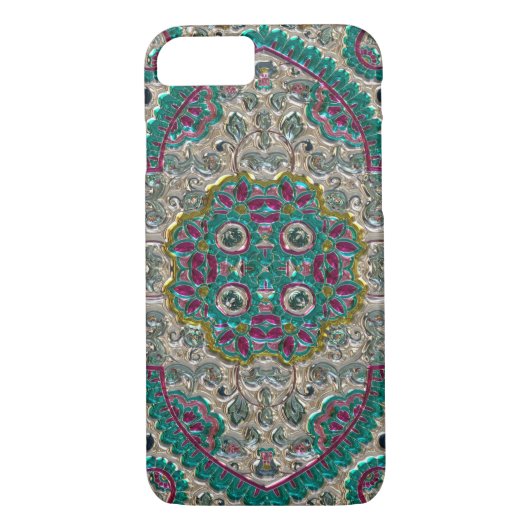 Paisley Blumenmuster aquamarines silberrosa Böhm Case-Mate iPhone Hülle (Rückseite)
